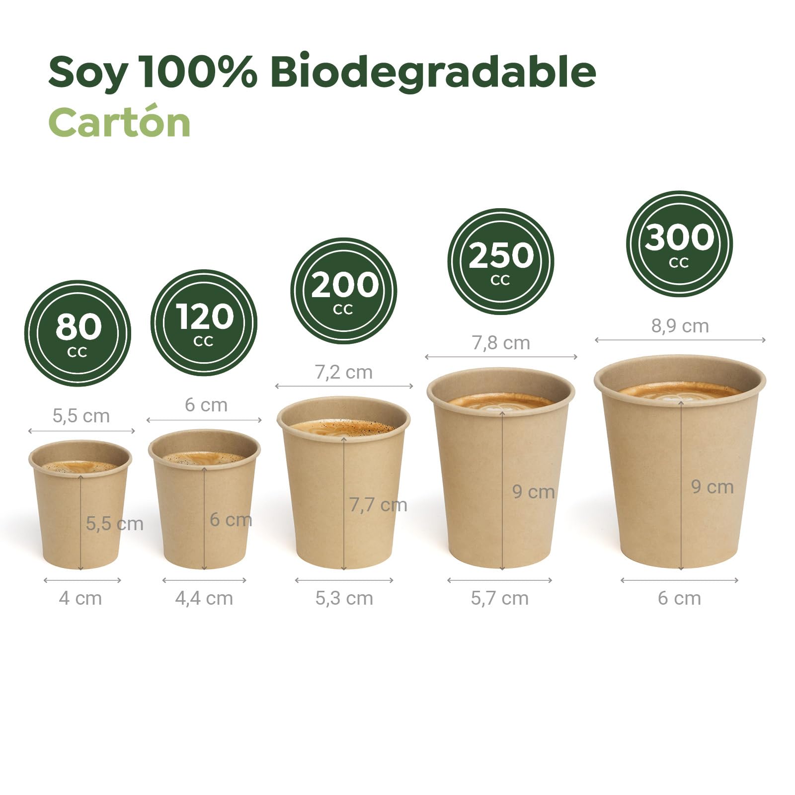 1000 unidades Vasos Café Desechables - Vasos Cartón - Vasos Desechables Catering - Vasos Café para Llevar - Vasos Kraft 200 cc - APTO BEBIDAS CALIENTES Y FRÍAS