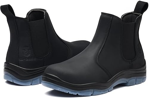 Miniatura 6 de Botas de trabajo Chelsea con punta de compuestoacero para hombre, zapatos de seguridad con aislamiento de construcción industrial de tobillo clásico