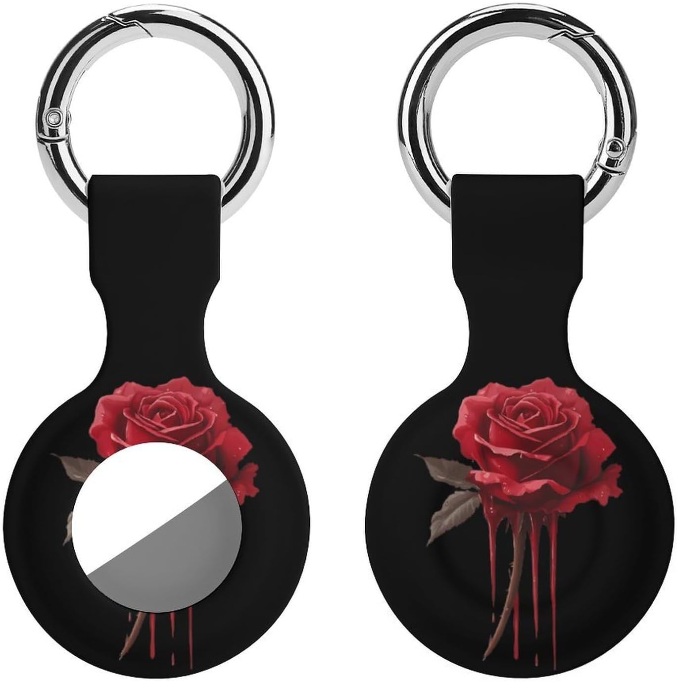 Dripping Rose Funny Cover Compatible with AirTag Case Protector GPS Tracker Holder with Keychain