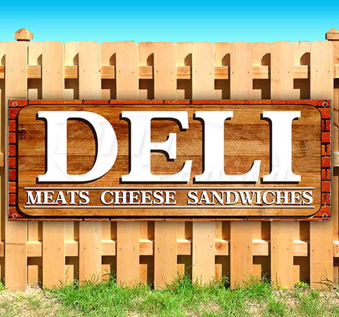 Deli Meats Cheese Sandwiches Banner 13 oz | Non-Fabric | Heavy-Duty Vinyl Single-Sided with Metal Grommets