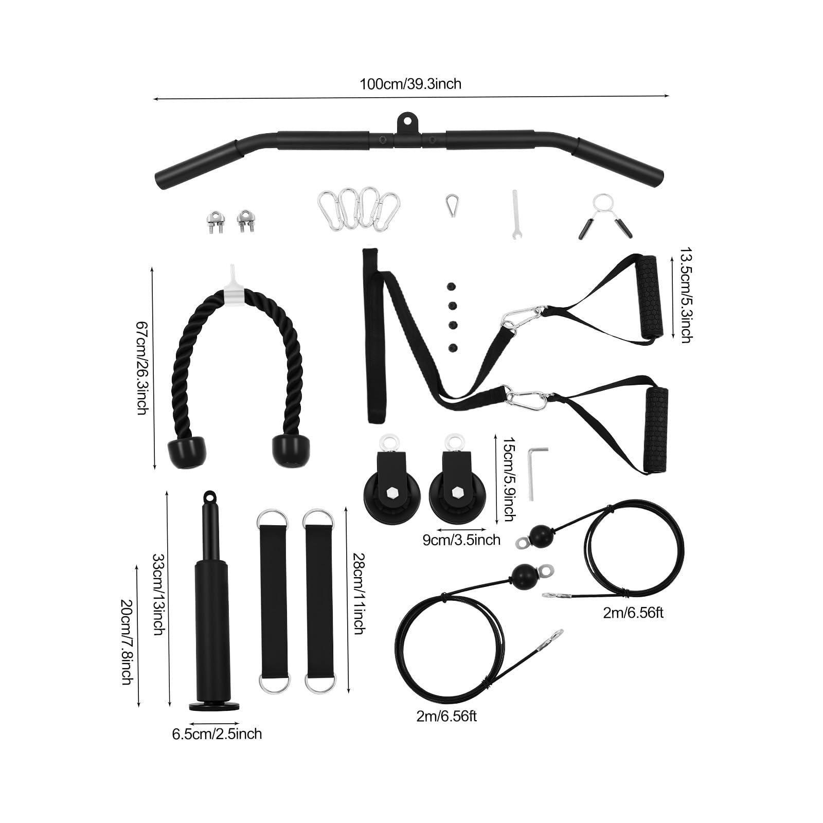 Cable de entrenamiento de fitness, cable de polea, juego de entrenamiento para entrenamiento de fuerza y desarrollo muscular en el cuerpo superior para casa y gimnasio, alta resistencia, 120 kg