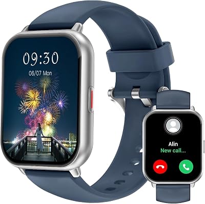💎 72% MEGA DEAL! RUIMEN Montre Connectée Homme Femme avec Appel Bluetooth Rappel Intelligent Podometre Moniteur Sommeil Cardiofrequencemetre Oxymètre 100+ Modes Sportifs pour Android iOS Etanche IP68 Argent Bleu