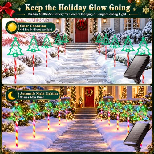 Garpar Christmas Outdoor Decorations 130LED Solar Pathway Tree Stake Lights - image 2