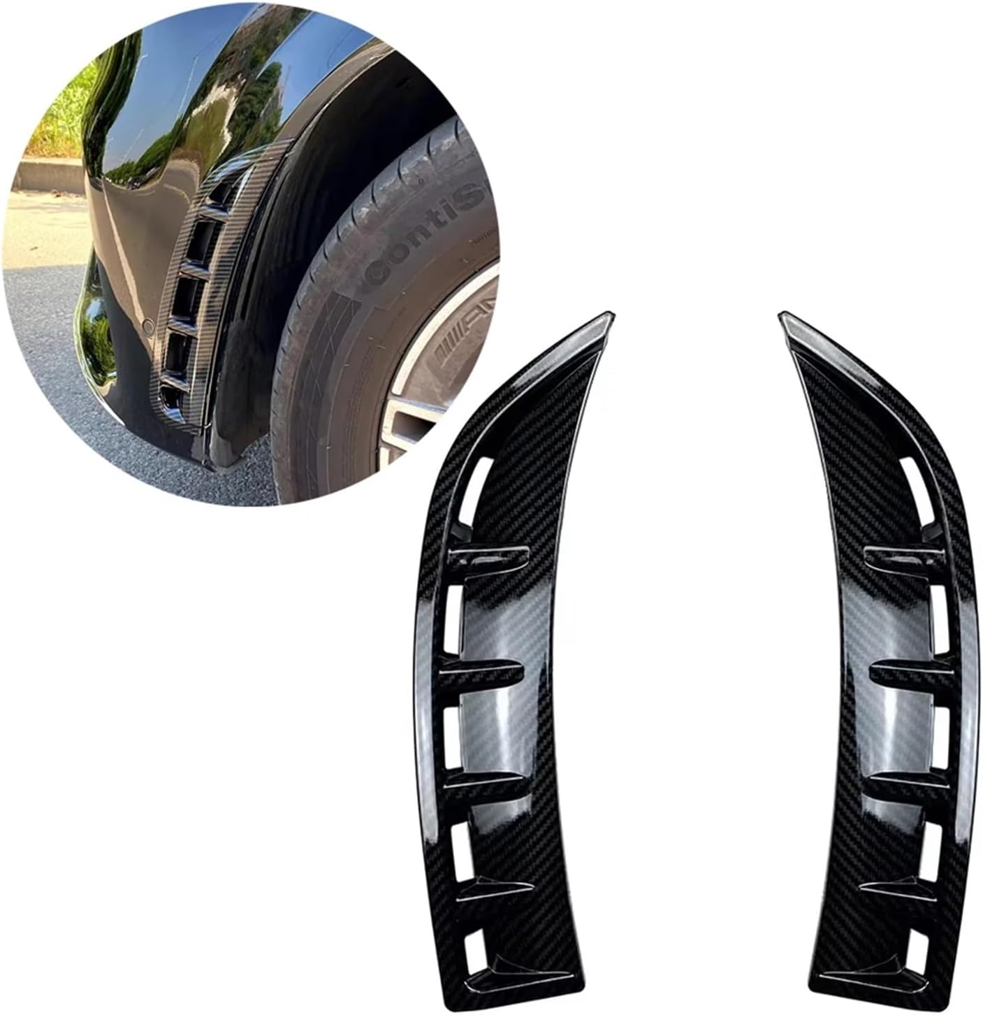 Compatible with Mercedes Benz W167 C167 GLE350 GLE450 GLE580 AMG 2020-2023 Front Bumper Side Air Vent Black/Carbon Fiber Intake Hood Trim (Black a)