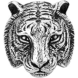 Men's Vintage Gothic Tribal Biker Tiger Head Skull Stainless Steel Ring Band Silver Black Size 7