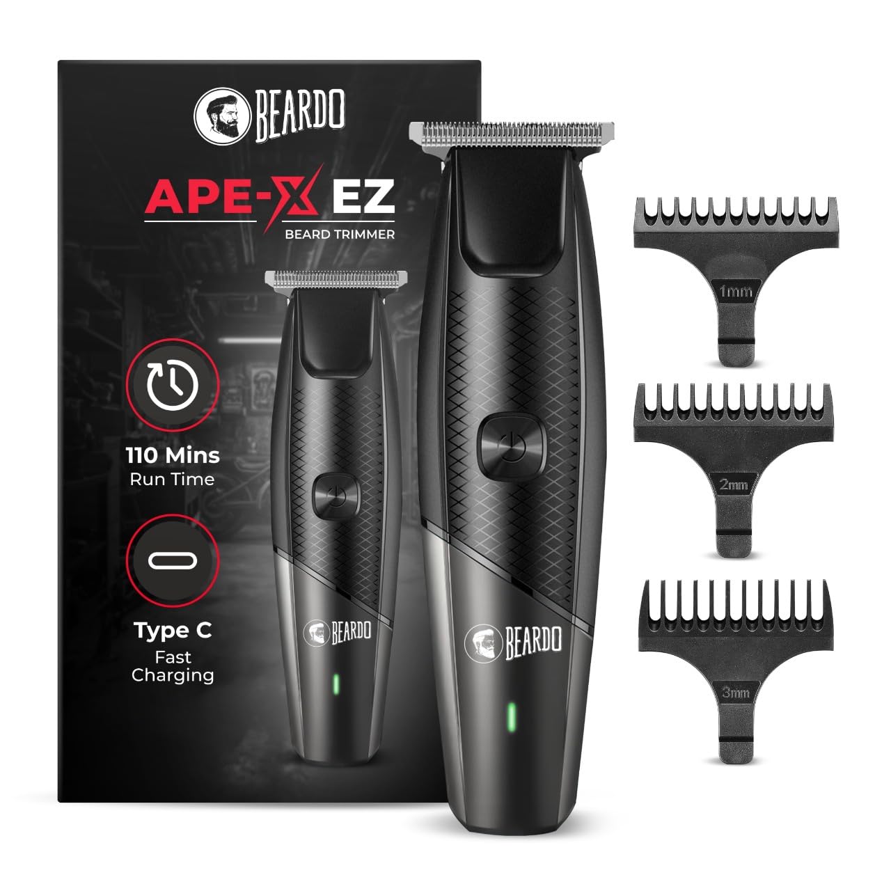 Beardo Ape-X EZ Trimmer – 120 Min Run, 7000 RPM, Lithium‑Ion
