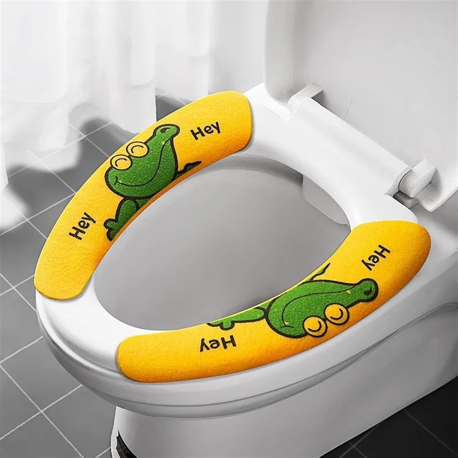 Universal Toilet Seat Cover Soft Toilet Sticky Seat Mat Washable Bathroom Warmer Seat Lid Cover Cushion (Size : Yellow)