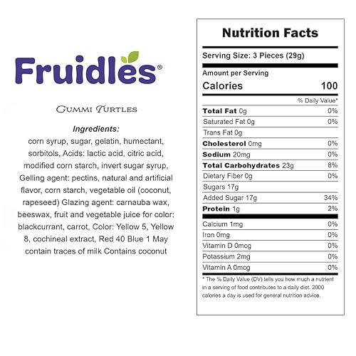 Miniatura 5 de Fruidles Turtles Gummy Candy, deliciosas gomitas de sabores de frutas multicolor (media libra)