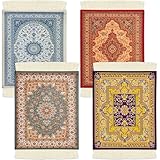 Mini Rug Table Coasters Persian Carpet Style Drink Holders Oriental Vintage Bohemian Drink Mats Miniature Elegant Bar Coaster for Office Home