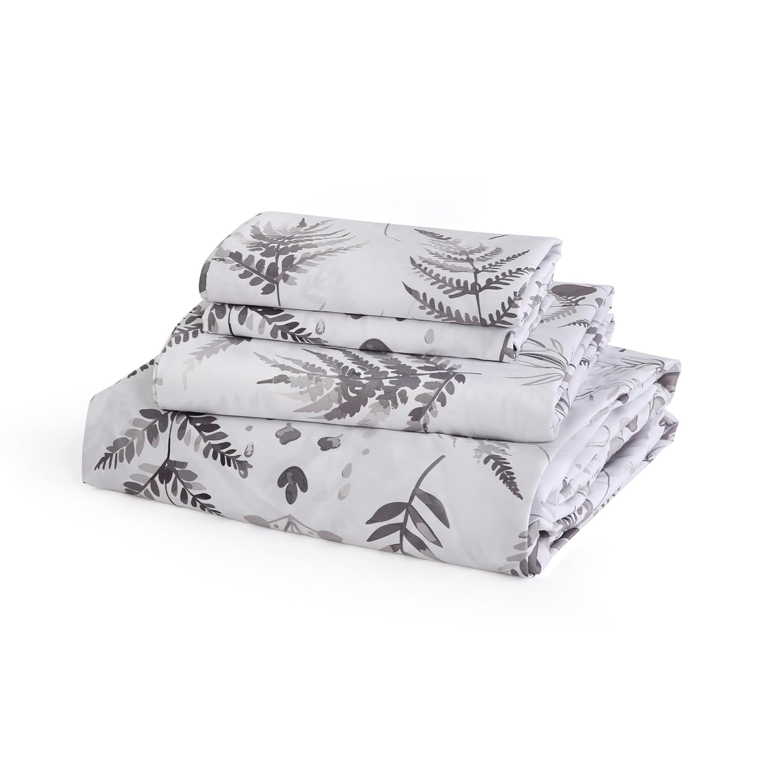 JSD 100 Cotton Floral Sheet Set Twin 300 Thread Count Printed Sateen Sheets Soft Breathable Cooling Bed Sheets