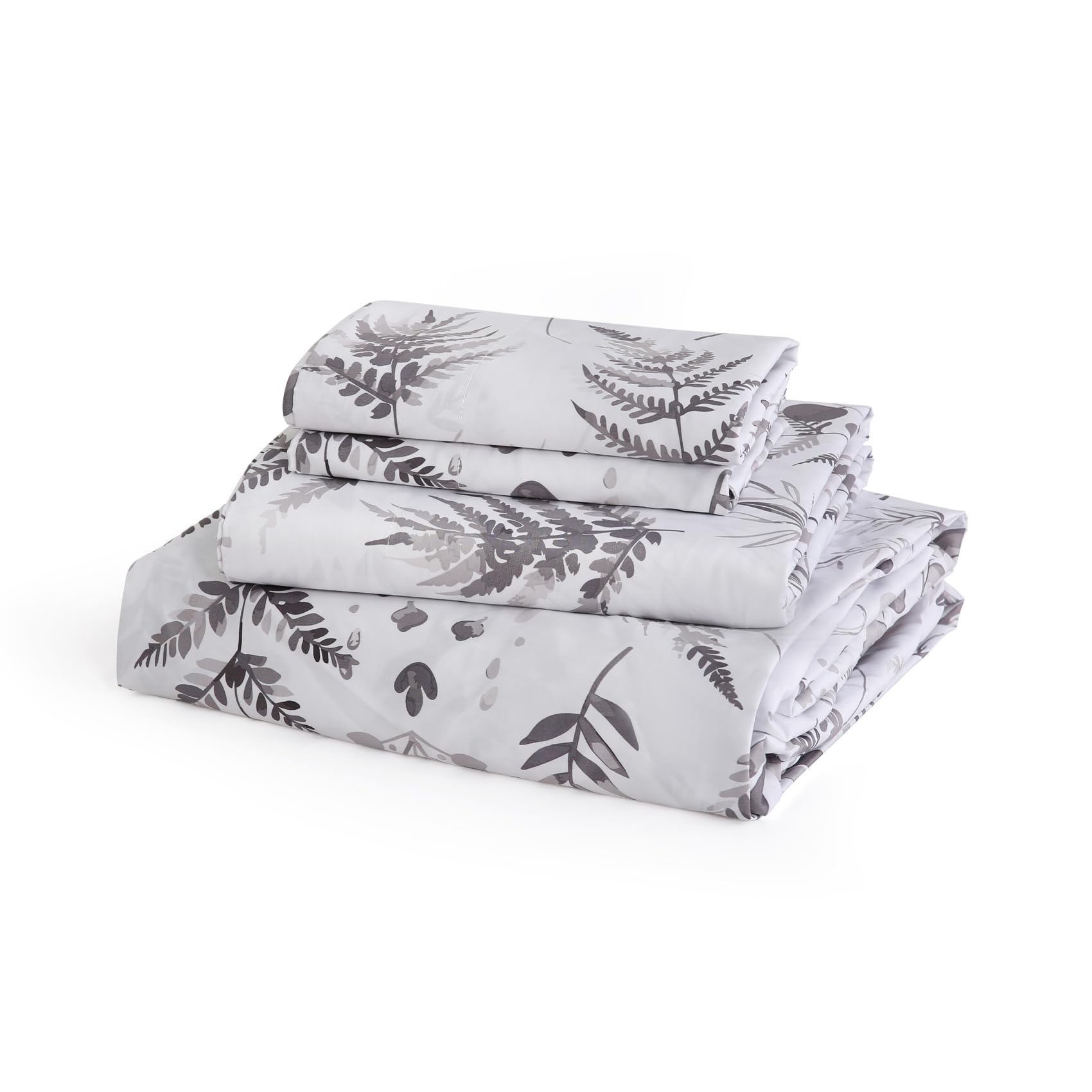 JSD 100 Cotton Floral Sheet Set Twin 300 Thread Count Printed Sateen Sheets Soft Breathable Cooling Bed Sheets