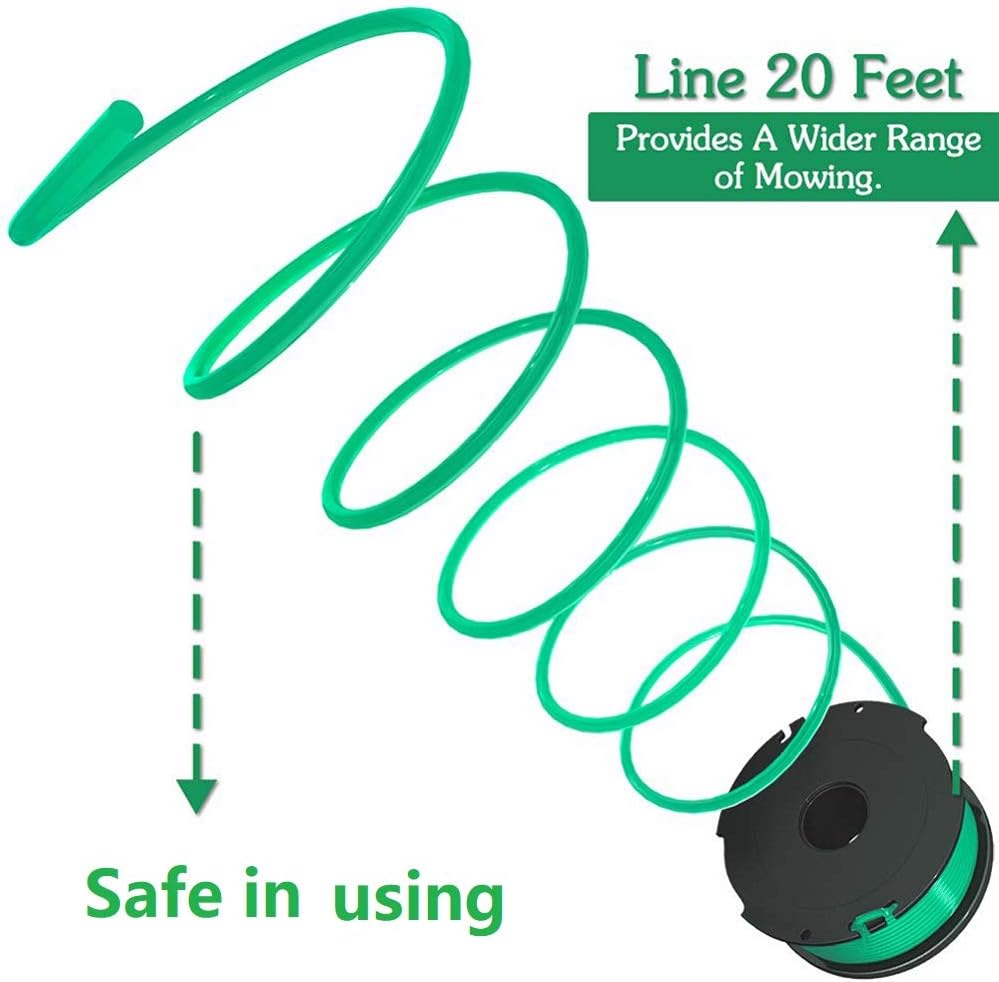 GH3000 Trimmer Replacement Spools Compatible with Black and Decker SF-080 LST540 Weed Eater, 20ft 0.080 inch GH3000R LST540B LST540 Edger Refills Parts, SF O80 Auto-Feed Single Line Cord (10 Pack)