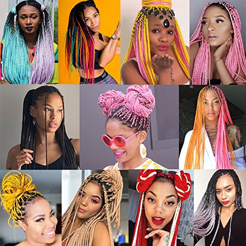 Gottin Hair Box Braids Crochet Hair 6 Packs 24 Inch Rainbow Ombre Crochet Box Braids Braided 22 Strands Over 60 Colors Gorgeous Crochet Braids Hair Extensions For Black Women (24 Inch, Purple/Blue/Yellow/Orange) #TOP5