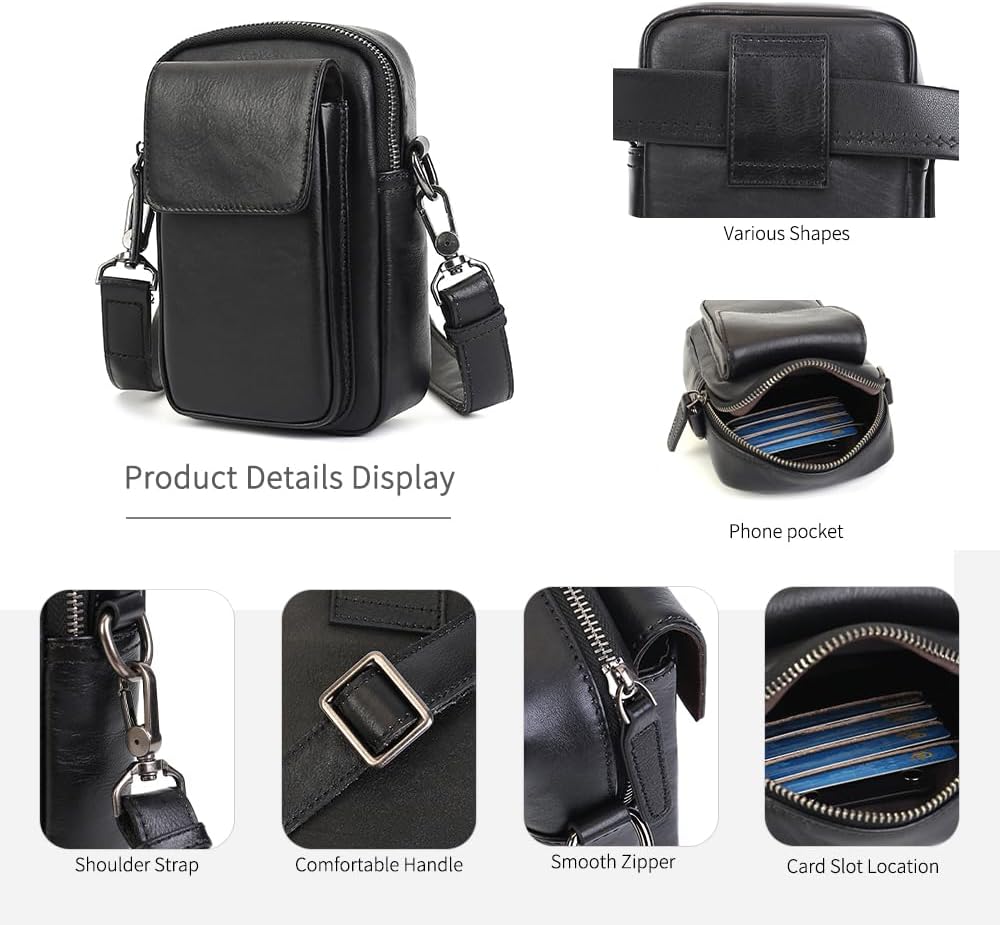 Small Leather Crossbody Bags for Women Travel Cell Phone Purse Mens Messenger Bag Wallet Clutch - Image 5