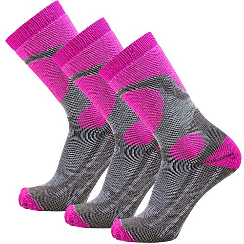 Pure Athlete Elite - Calcetines de esquí para niños y niñas, X-Small-Small, Rosa neón - 3 unidades Cover