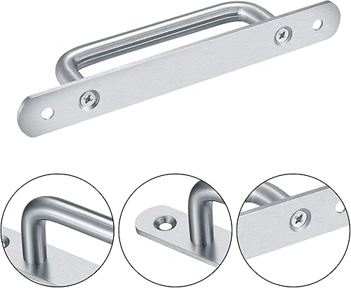 Miniatura 3 de Barn Door Handles, Sliding Door Pull Handles, Stainless Steel Closet Cabinet Door Handles Pulls with Plates for Cupboard Cabinet Wardrobe Drawer