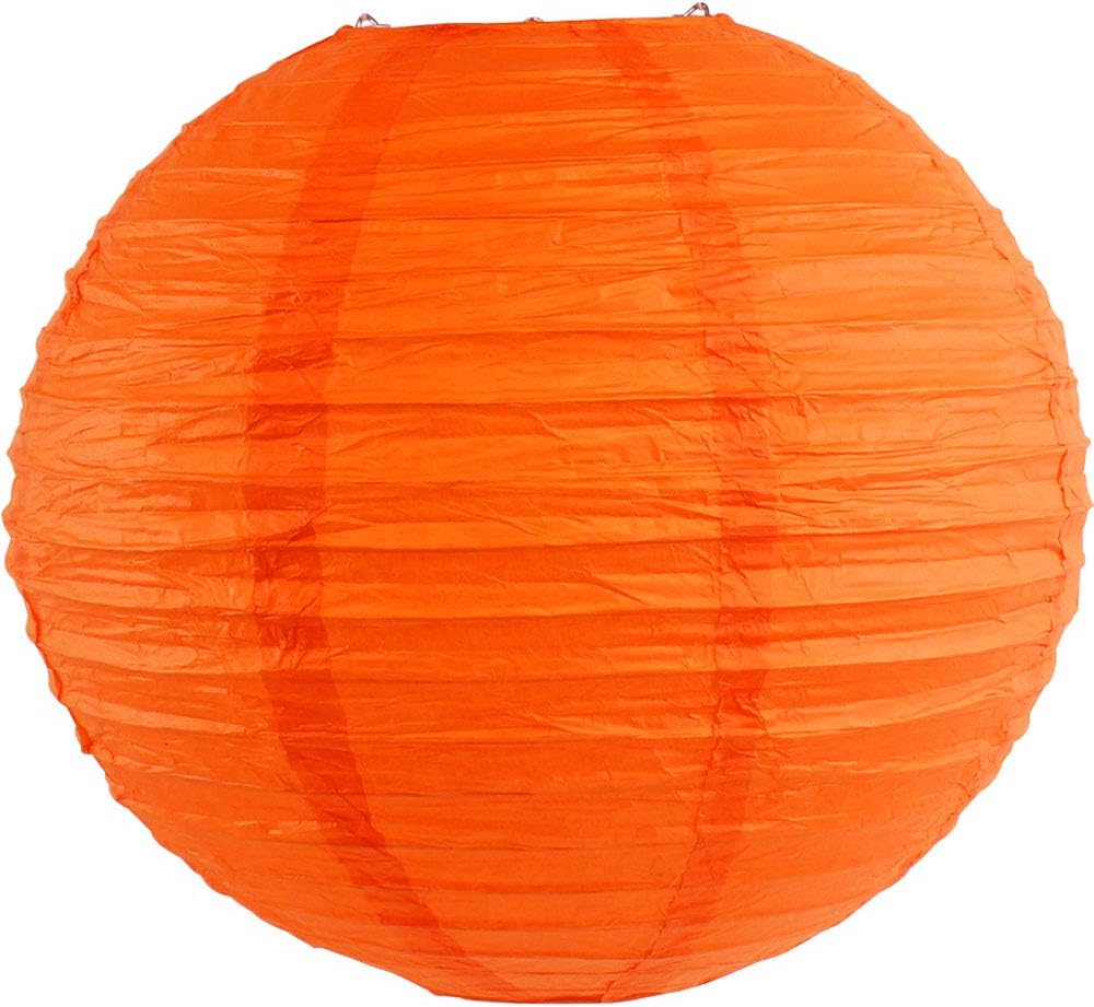 Just Artifacts 22-Inch Red Orange Round Chinese Japanese Paper Lantern (1pc, Red Orange)