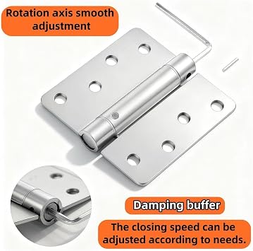 2-Pack Self-Closing Door Hinges 4 Inch - Adjustable Heavy-Duty Spring Hinges for Auto Close Door Hardware, Universal Fit for Commercial and Residential Use