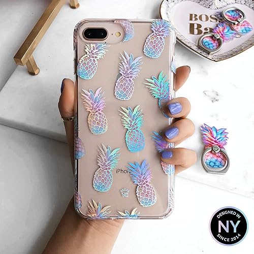 Miniatura 2 de VELVET CAVIAR Compatible con iPhone 7 Plus y iPhone 8 Plus, piña para mujeres y niñas, bonitas fundas protectoras transparentes (piñas holográficas)