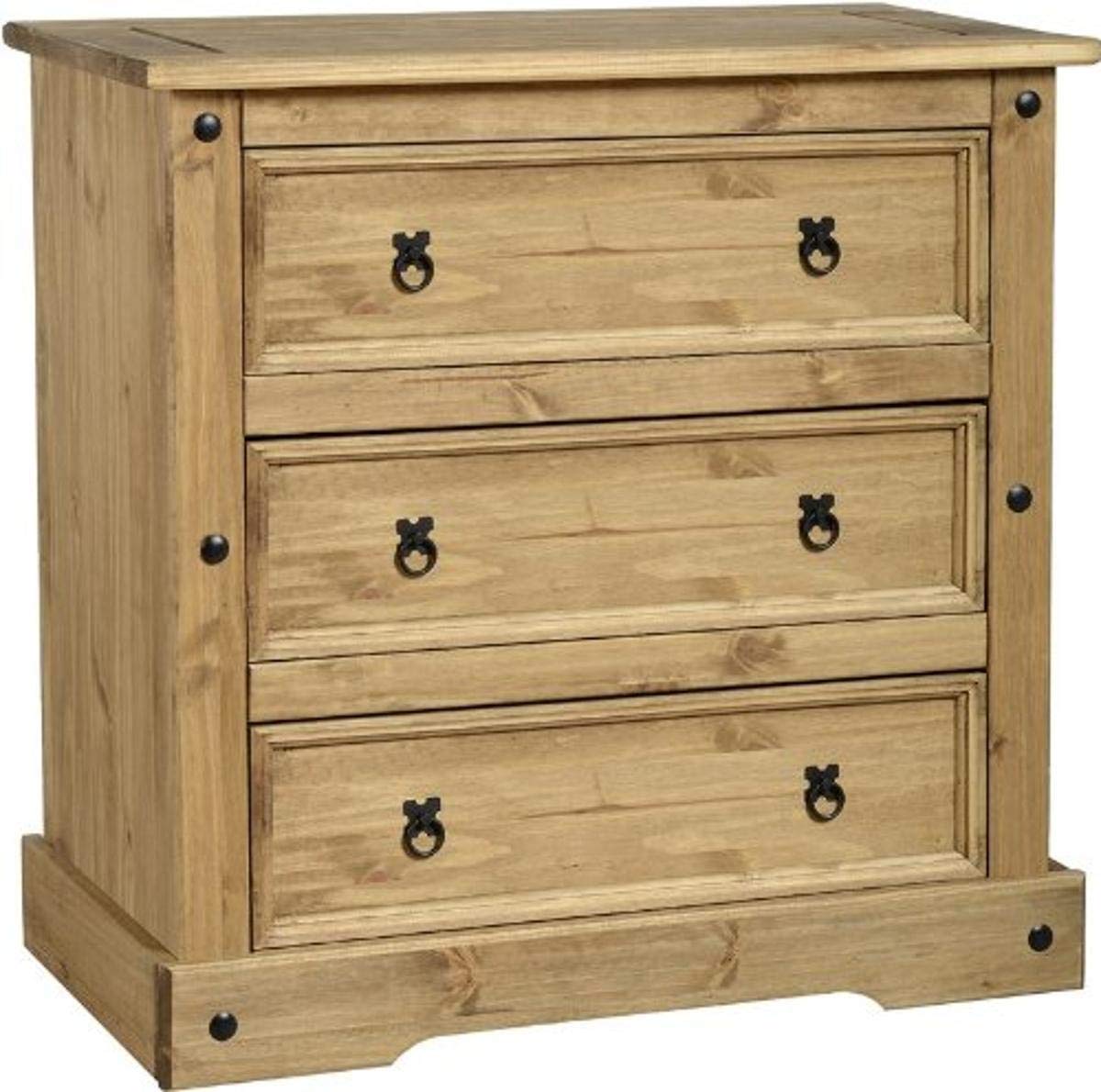 Seconique Corona 3 Drawer Chest In Distressed Waxed Pine from B&Q