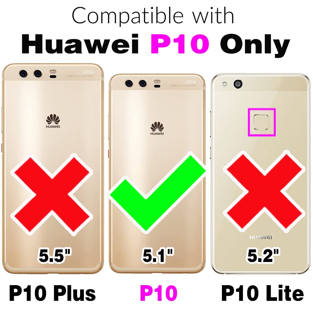 Asuwish Compatible with Huawei P10 Wallet Case Tempered Glass Screen Protector and Leather Flip Cover Card Holder Stand Cell Accessories Phone Cases for Hawaii P 10 10P VTR-L09 Women Men Rose Gold - Image 2