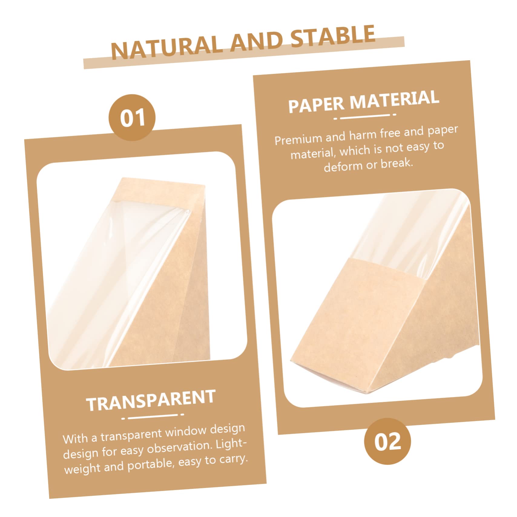Alipis 100pièces Boîtes à Emporter Chinoises Papier Boîtes Kraft Triangulaires Pour Sandwichs Gâteaux Et Desserts