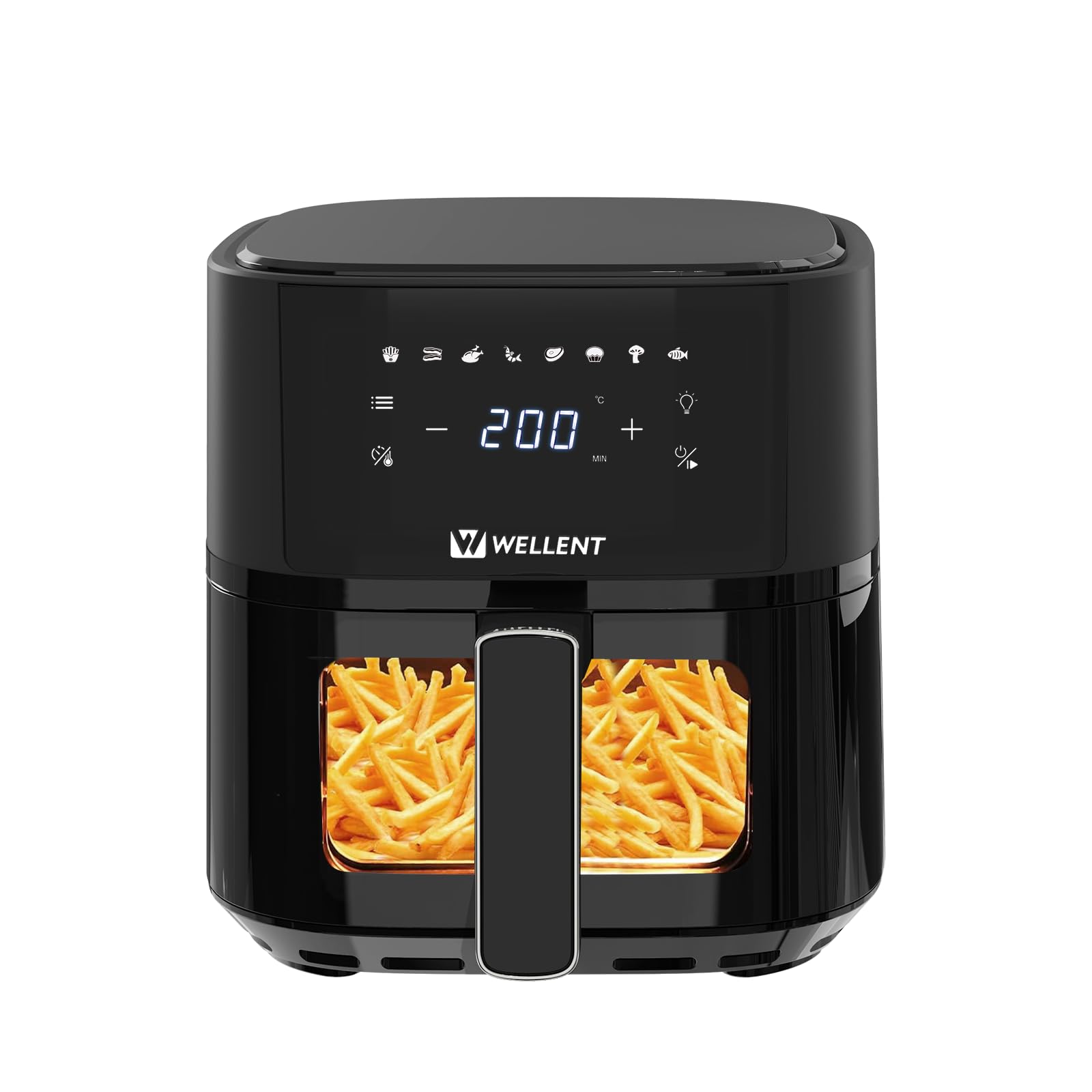 Wellent Friggitrice ad Aria 4,3 L Friggitrice Senza Olio Air Fryer, 8 Programmi di Cottura, Risultati Veloci, Compatta-Digitale, Touchscreen, Controllo Temperatura, Temperatura Massima 200° C