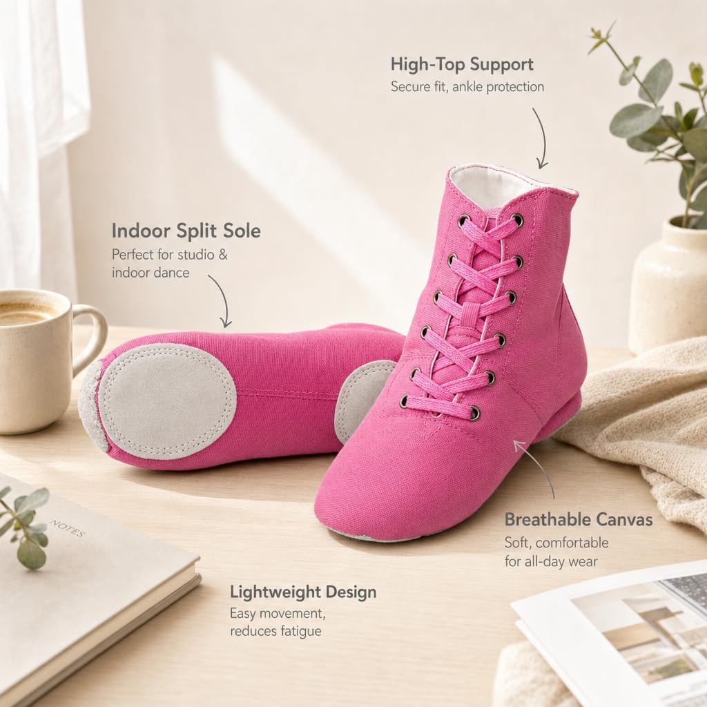 MSMAX Jazz Dance Shoes for Girls Lace-up Dancing Ballet Boots Sneakers for Boys