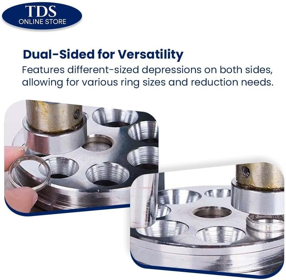 Extra Large Depressions Reducing Plate for Ring Stretchers Dbl Sided Coin Ring Depression Sizes 15/16" to 1 7/16" 17 and 25 Degree