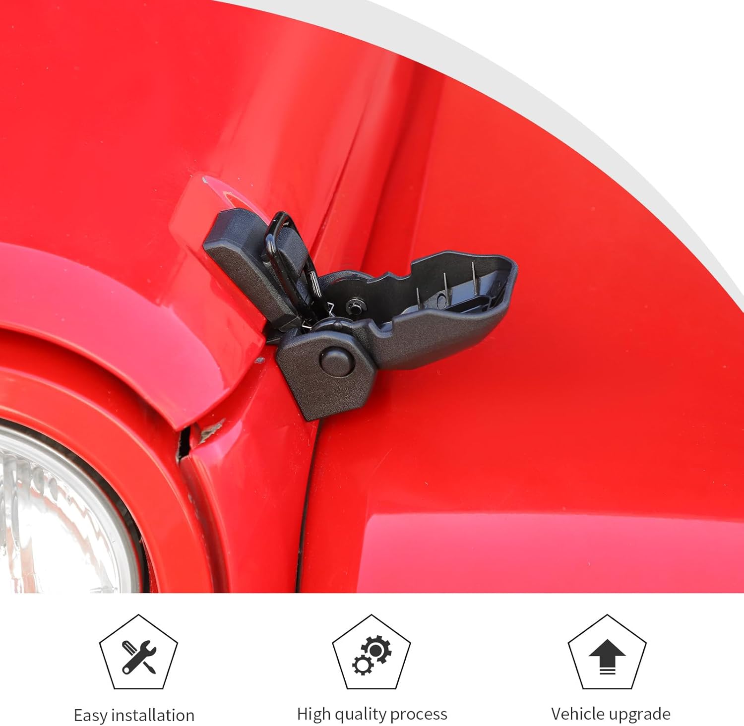 JWWY OEM Hood Latches Original Hood Lock Catch Latch Kit Compatible with 2007-2018 Jeep Wrangler JK JKU,Black 2Pcs(2026 New Model)