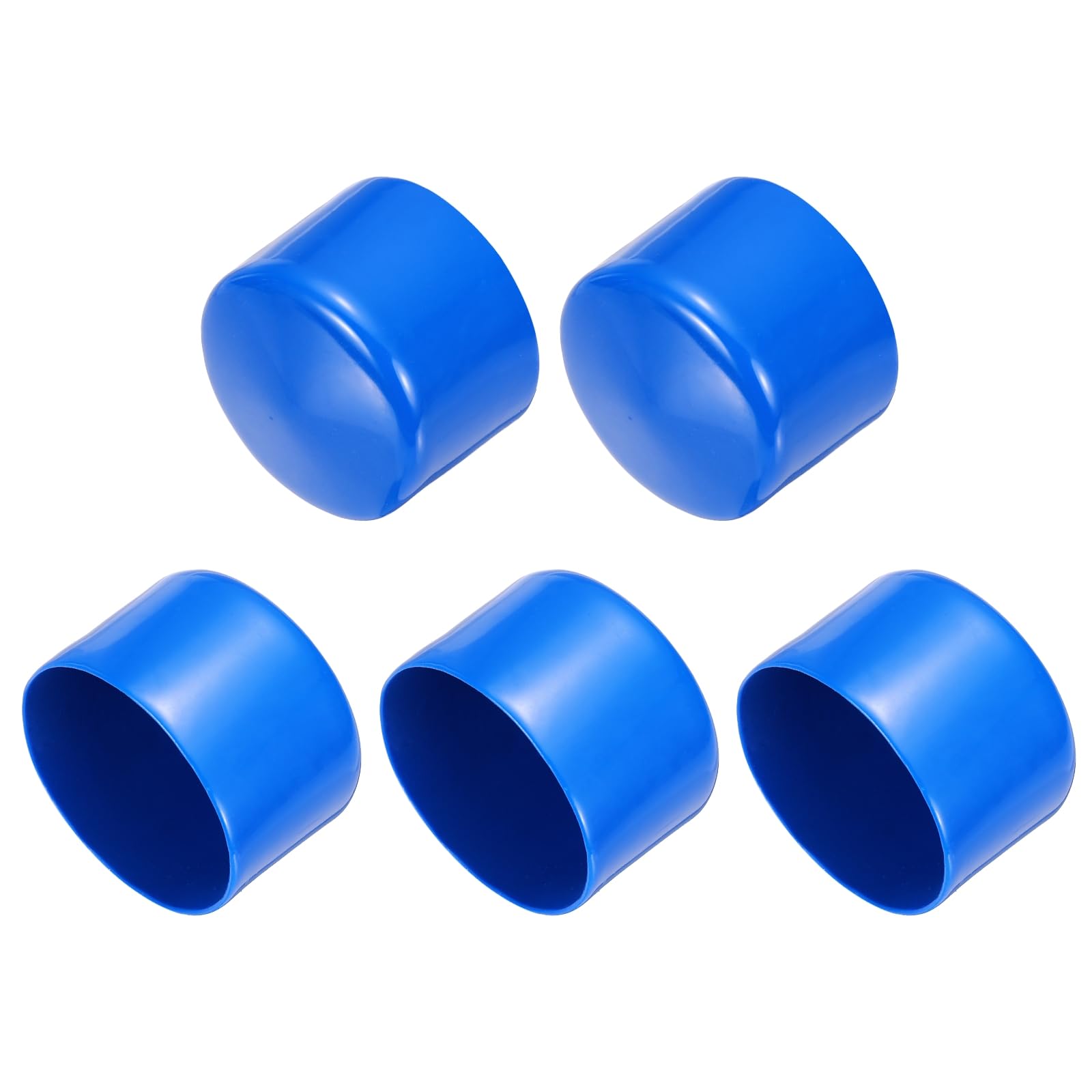 uxcell 5pcs Rubber End Caps 63mm(2.5 Inch) ID Vinyl PVC Round Tube Bolt Cap Cover Screw Thread Protectors Blue