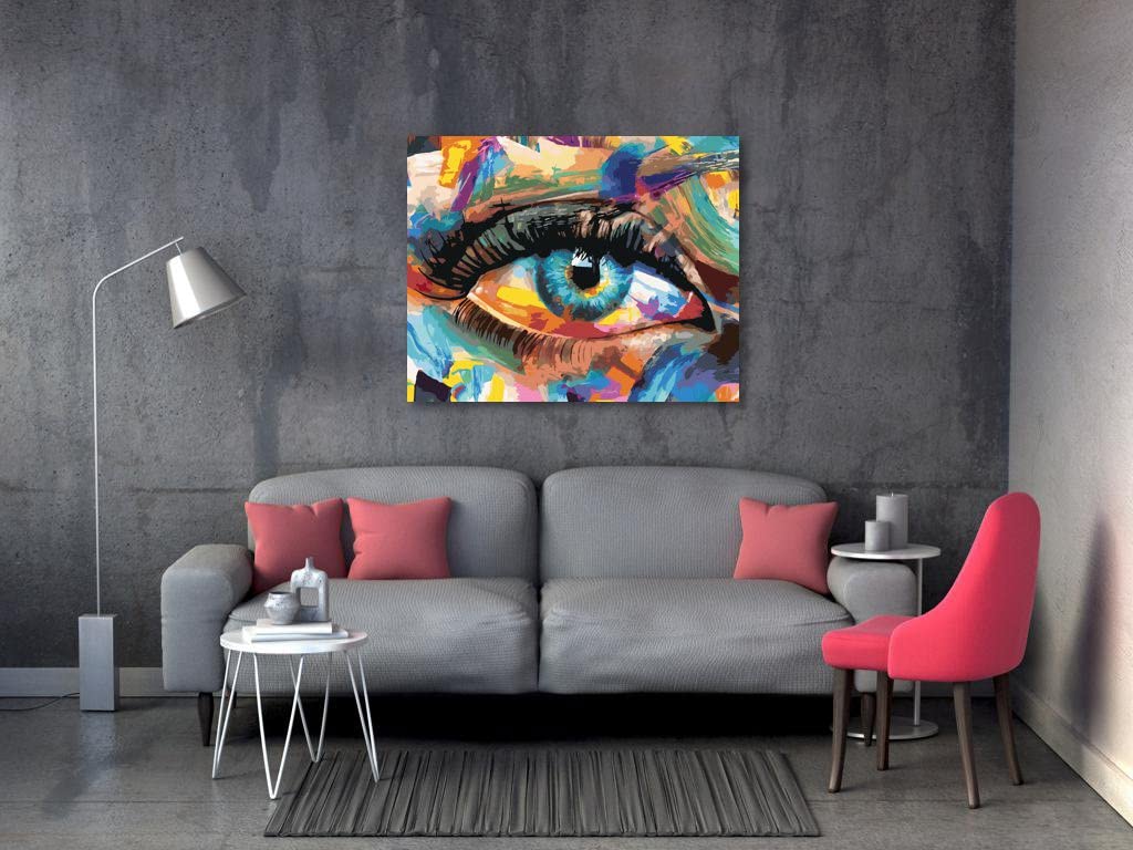Malowanie według liczb - kolorowy malowany oko 80 x 100 cm bez blejtramy