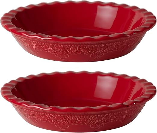 Ceramic Baking Dish 9-Inch Ceramic Pie Dish With Lace Emboss