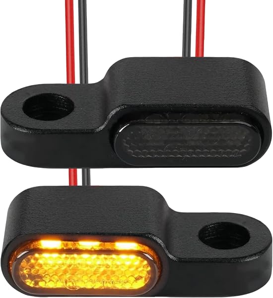 JiaHeHe 2 Stück Mini Motorrad LED Blinker 12V E24 E Geprüft Mit 3 LED, Kompakte Aluminium Microblinker IP67 Wasserdicht, Mini Motorrad Blinker Mit E Nummer, Universal 12V Blinklicht - 1