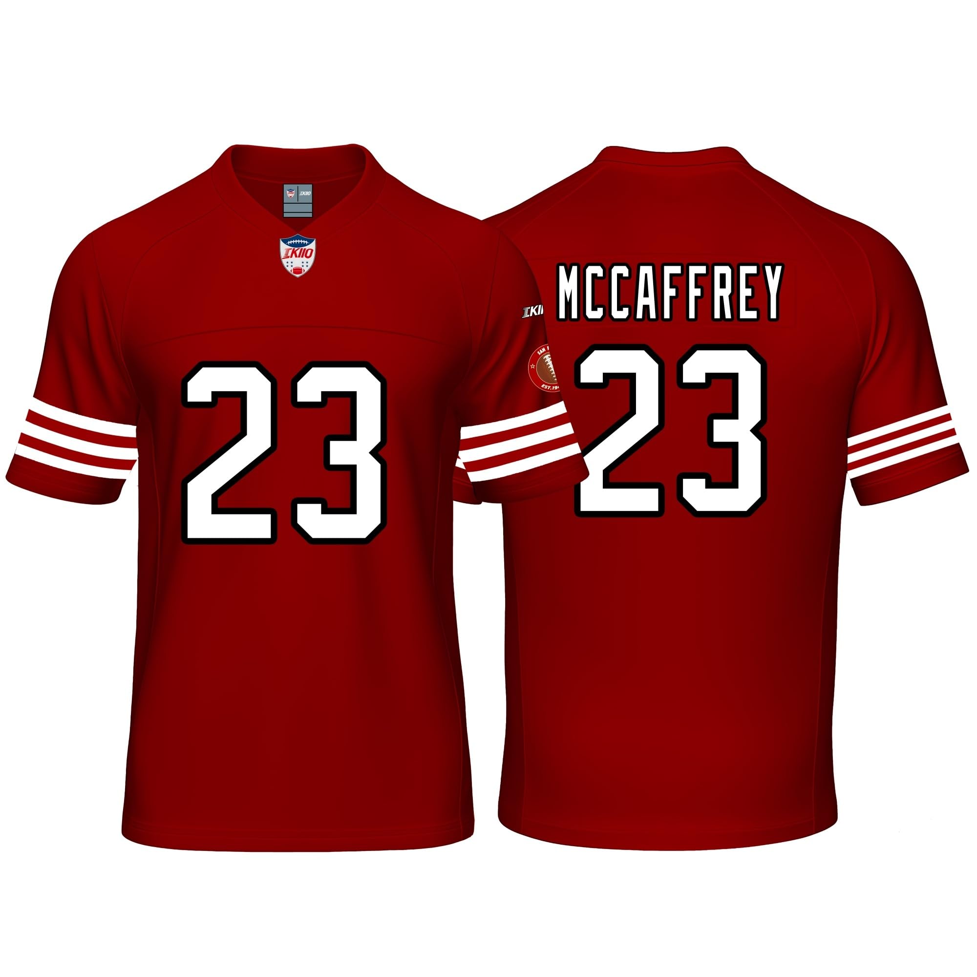 Custom Mens/Youth Football Stitched T-Shirt for Sports Fan Red/White No Brand/Logos