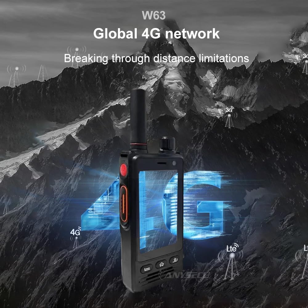 IP68 ANYSECU W63 4G Network Radio, Work with Zello PTT Real PTT Poc Radio, Android Mobile Phone US Band Frequency