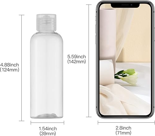 Vista 6 de LISAPACK Botellas de viaje de 3.4 onzas para artículos de tocador, recipientes de plástico de tamaño de viaje para champú acondicionador aprobado