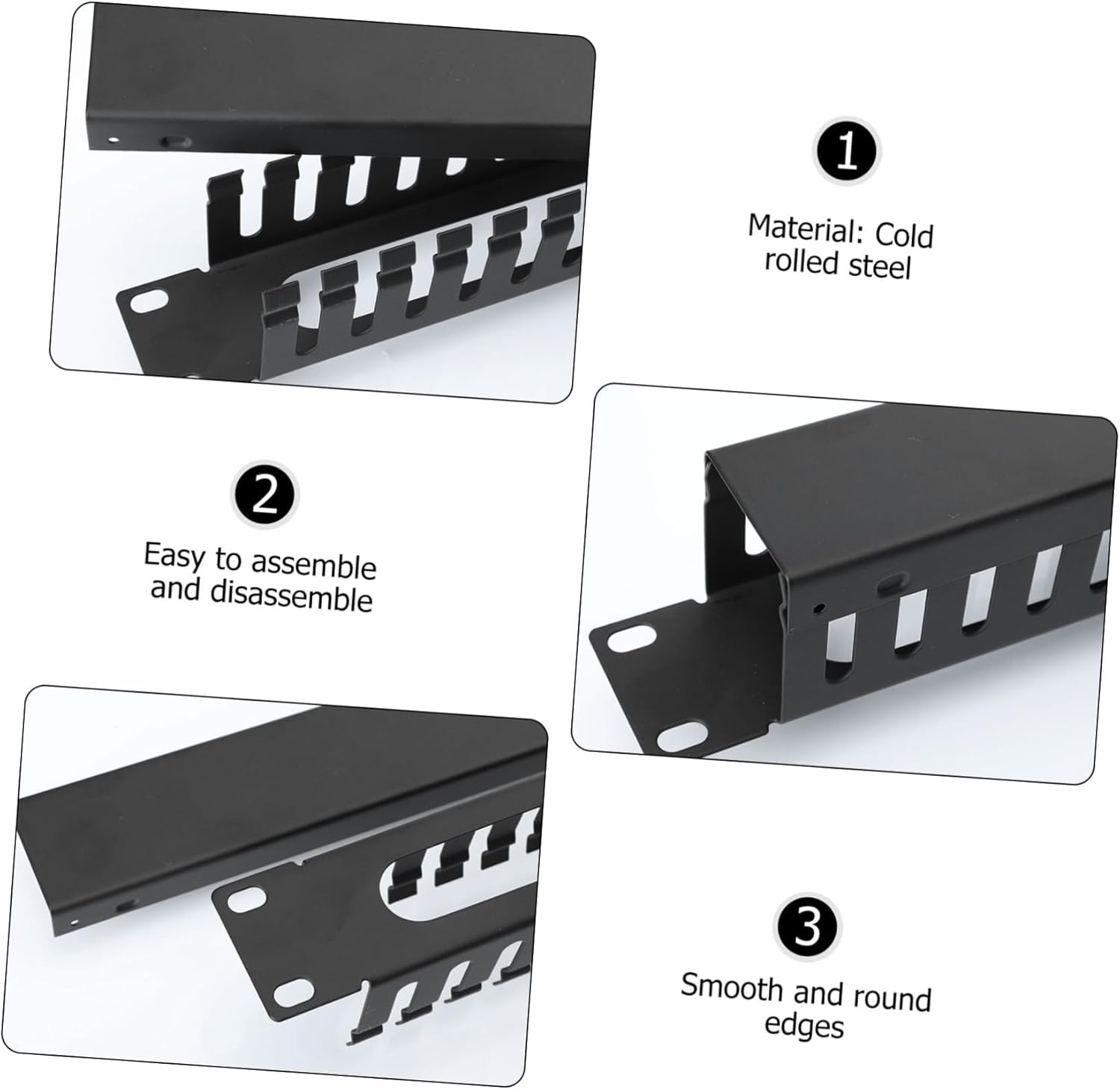 DOITOOL 1pc Rack Mount Organizer Steel Cable Raceway System for Network and Power Cords Professional Design Smooth Edges for Easy Installation and Clean Organization