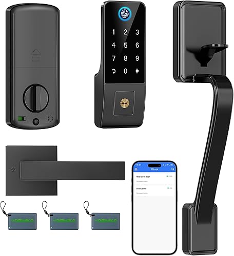 Cerradura inteligente de puerta de huellas dactilares con teclado, cerrojo de entrada sin llave para puerta delantera, cerraduras inteligentes para