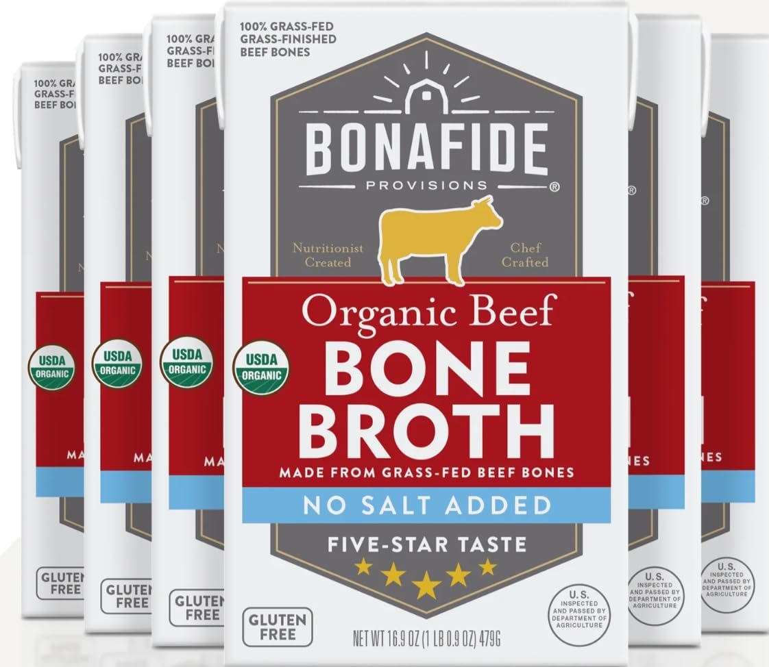 Bonafide Provisions Fresh Organic Beef Bone Broth - No Salt Added, 16.9oz - 6 Pack