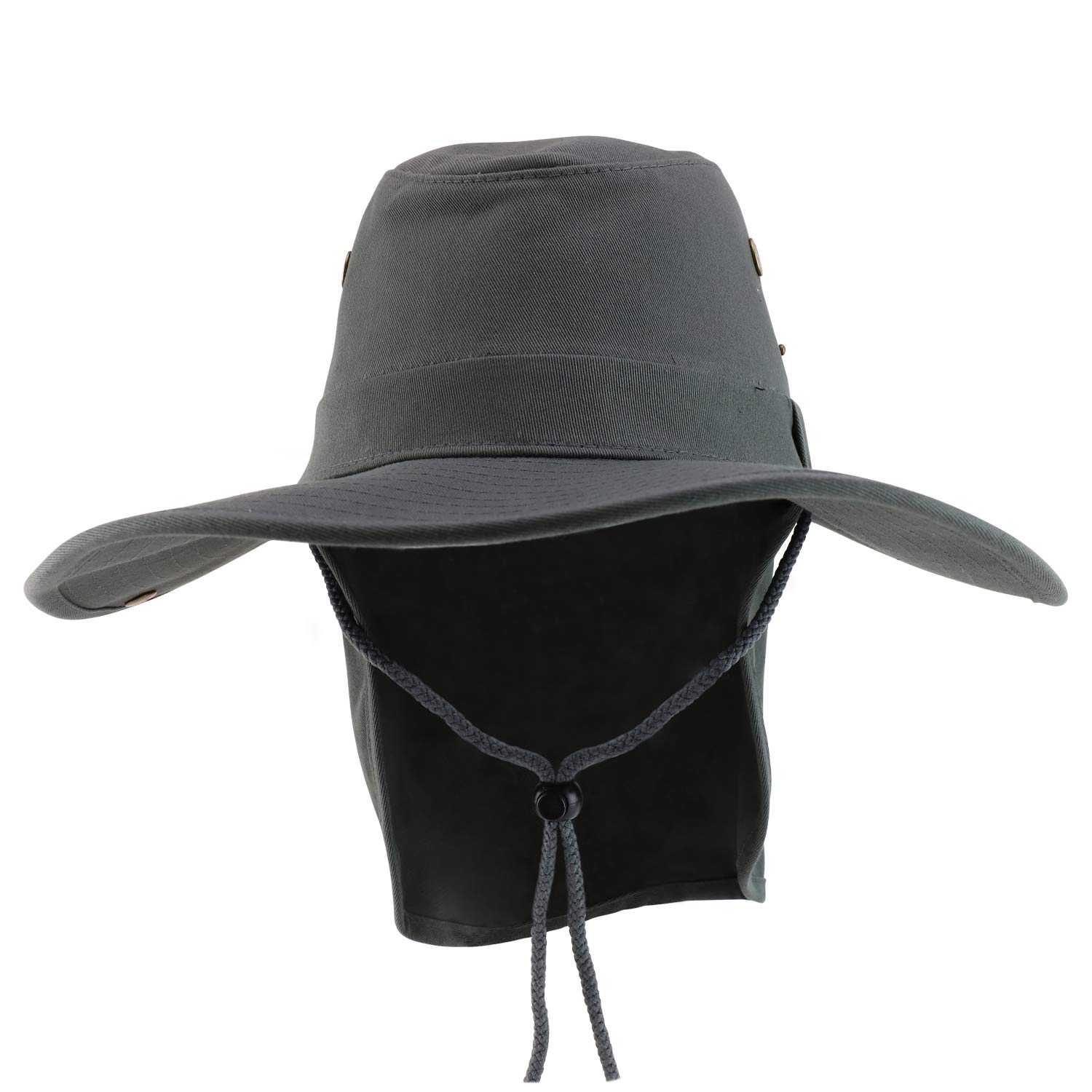 Trendy Apparel Shop XXL Oversize Cowboy Style Cap with Neck Flap - Dark Grey - 2XL-3XL