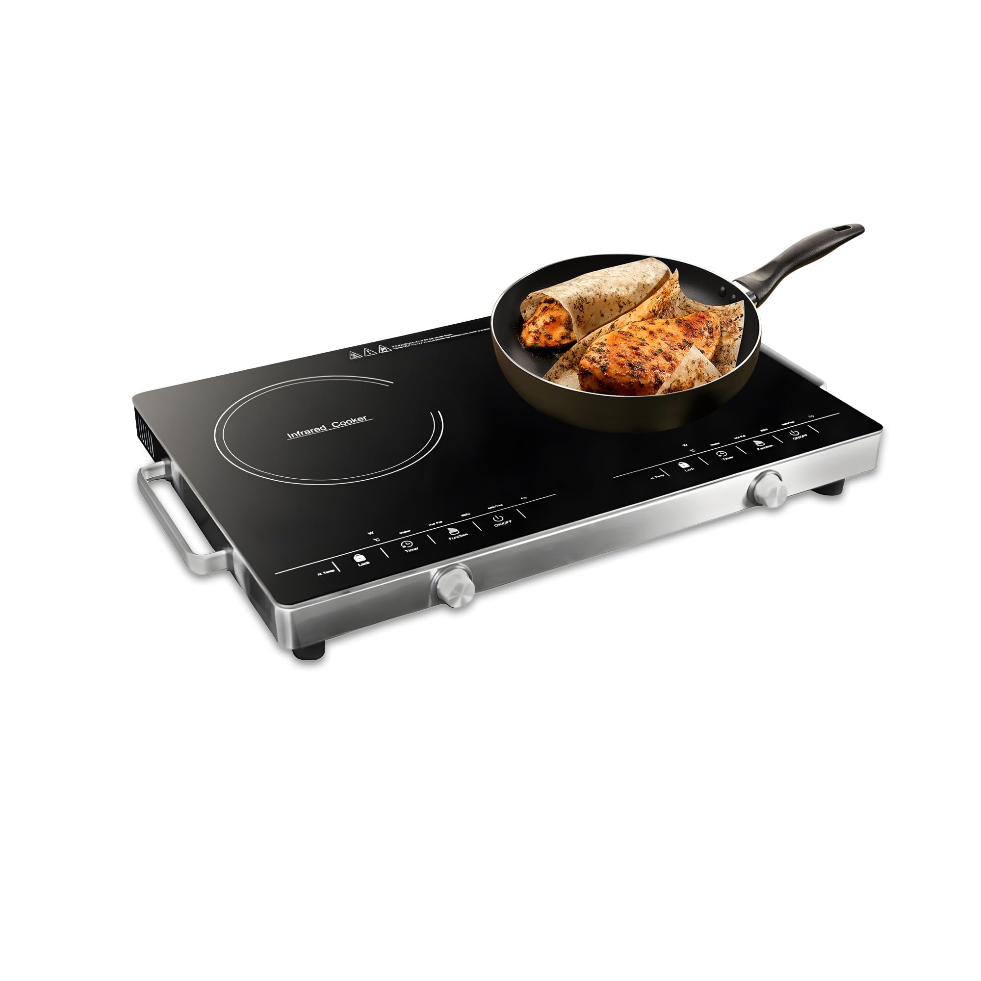 XVersion 7000W Double Infrared Cooker, Portable Electric Ceramic Stove with 2 Burners & Adjustable Temperature, Hot Plate Cooktop with Handles for Home & Kitchen – 1 Year Warranty (Black)