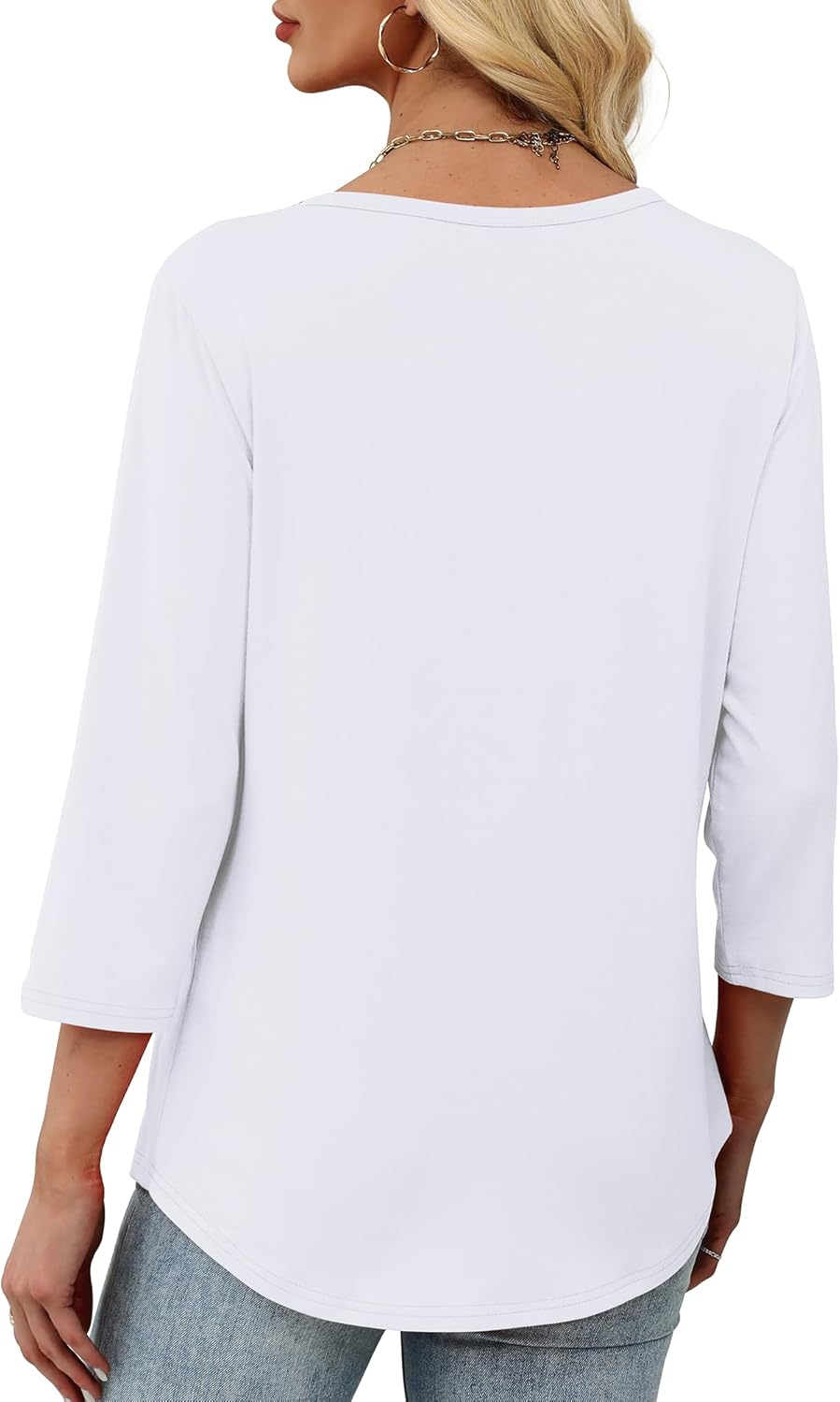 XIEERDUO Womens 3/4 Sleeve Tops 2026 V-Neck Summer Outfits Casual Pleated Shirts Blouses Beach Vacation Spring Clothes - Image 4