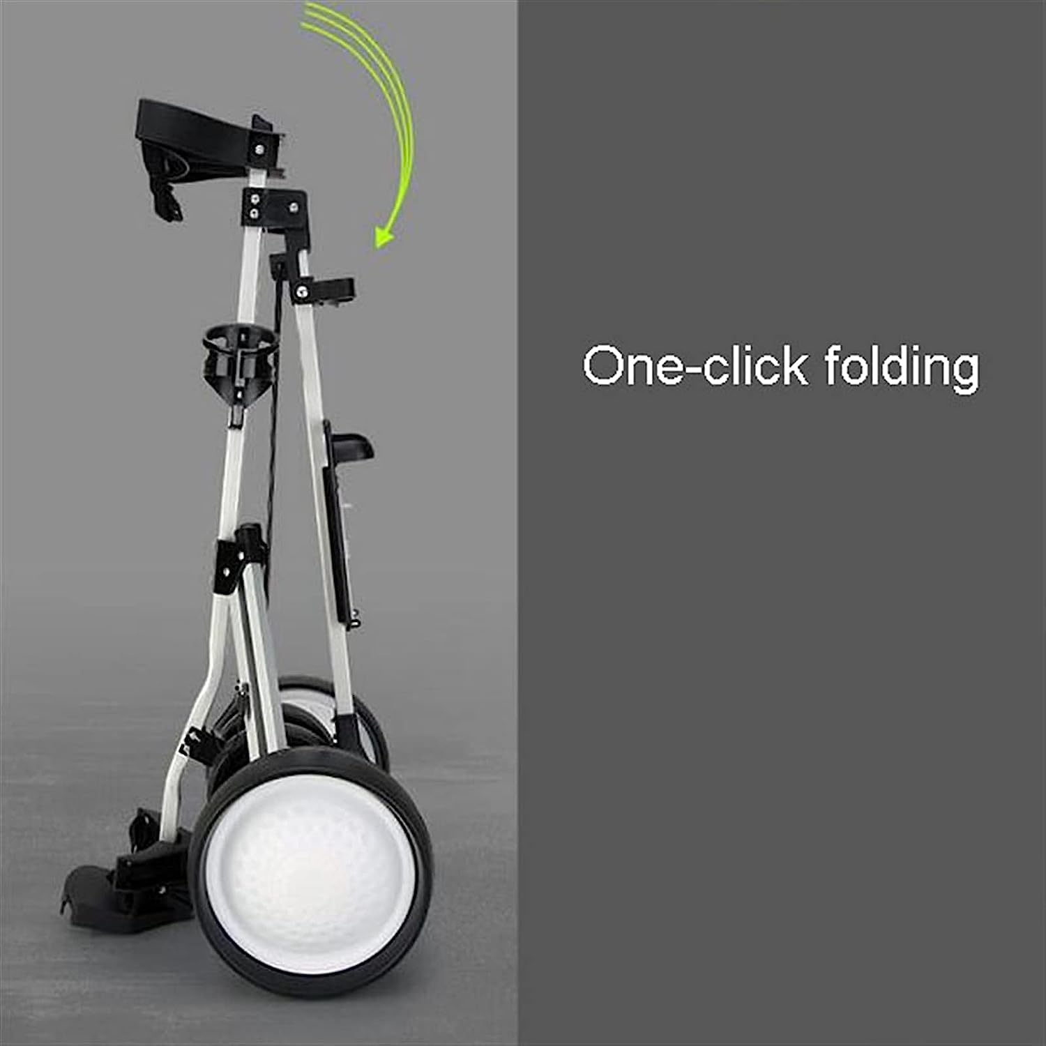 Carrello da golf pieghevole a 4 ruote, carrello da golf a mano, carrello da golf leggero, facile da aprire e chiudere (bianco)