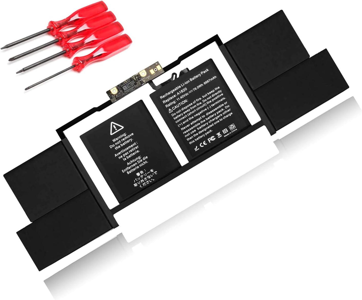A1820 Battery Replacement Compatible with Apple MacBook Pro 15-inch A1707 2016 2017 (EMC 3072 3162) 11.4V 76Wh 6600mAh Li-ion
