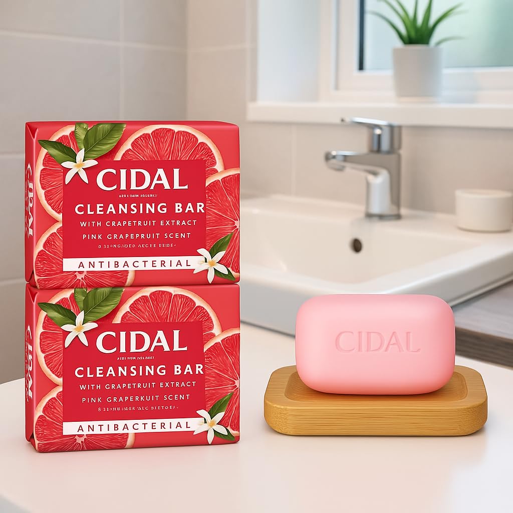 Cidal Pink Grapefruit Cleansing Bar Soap Bar, Antibacterial - Image 3