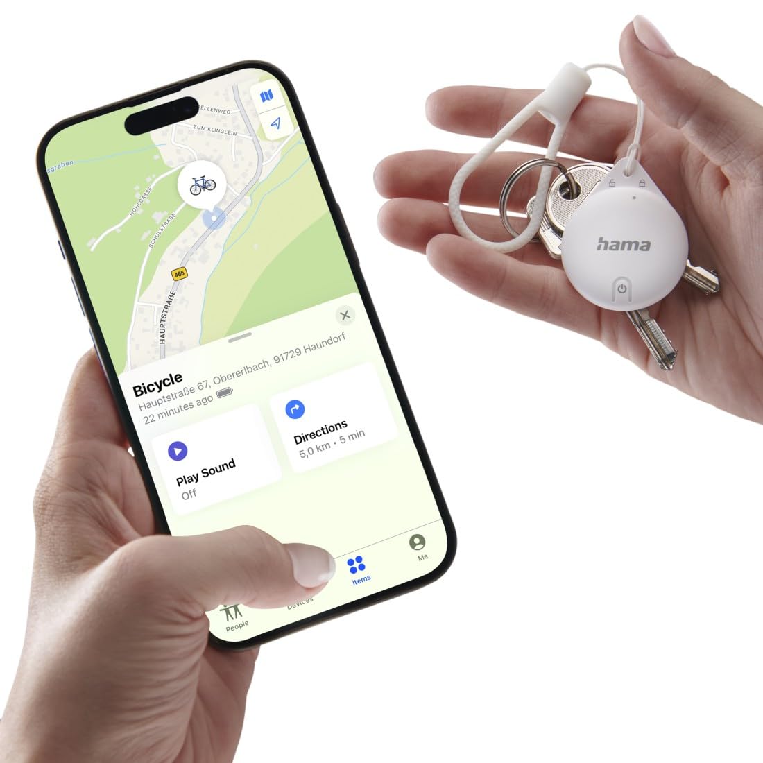 Hama Trova chiavi per Apple Where is App, 4 pezzi (Key Finder con Bluetooth, allarme, telefono cellulare Key Finder per chiavi, portafoglio, bagagli, animali, iOS, iPhone, iPod, iPad, cella a pulsante