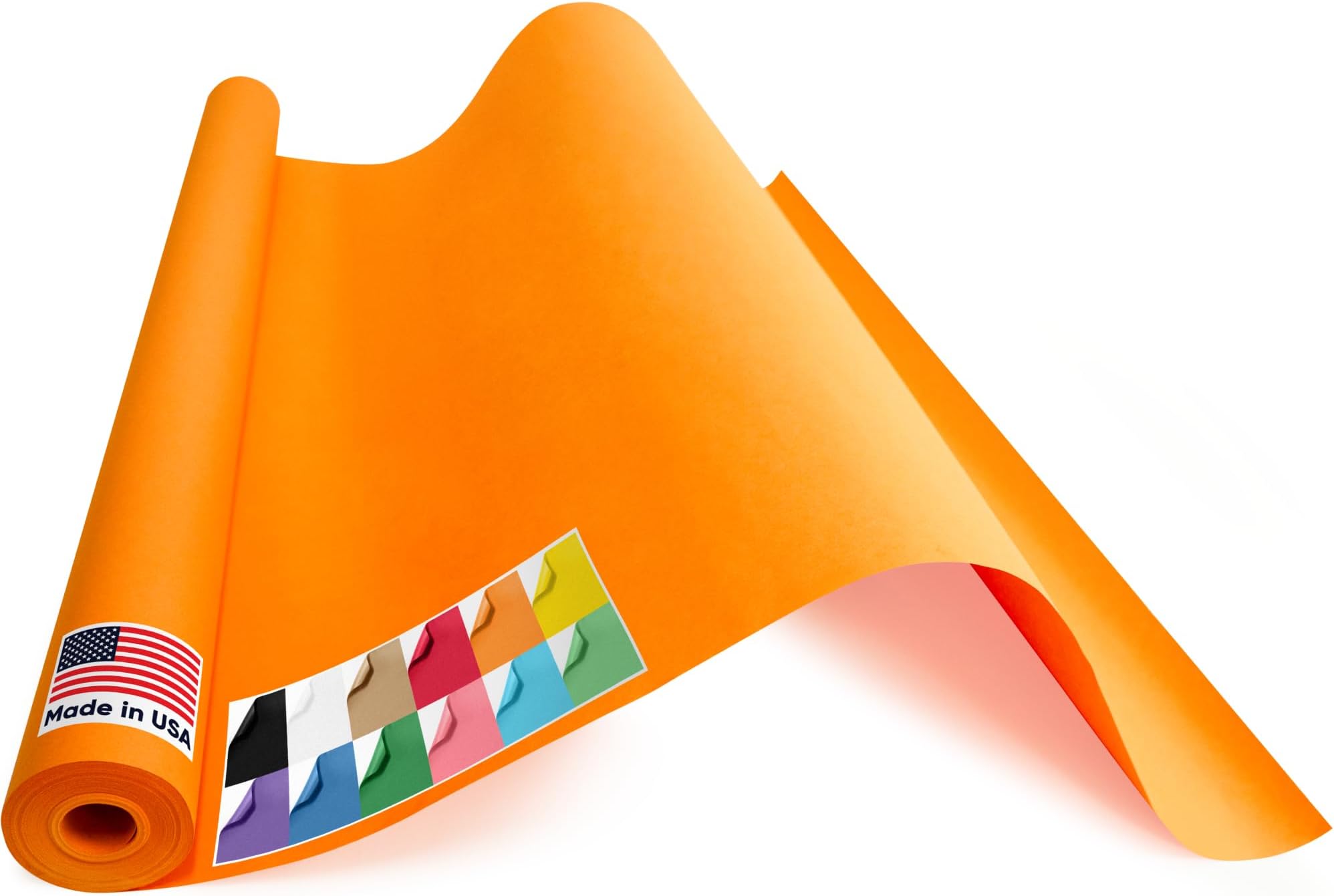 USA Made 36" x 1200" Orange Kraft Paper Roll, 45 lbs Thickness, American Quality Colored Kraft Paper for School, Bulletin Board - Odorless, Non-Toxic, Safe for Kids