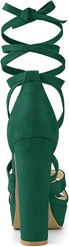 Miniatura 3 de Allegra K Sandalias de tacón alto grueso con plataforma con cordones para mujer