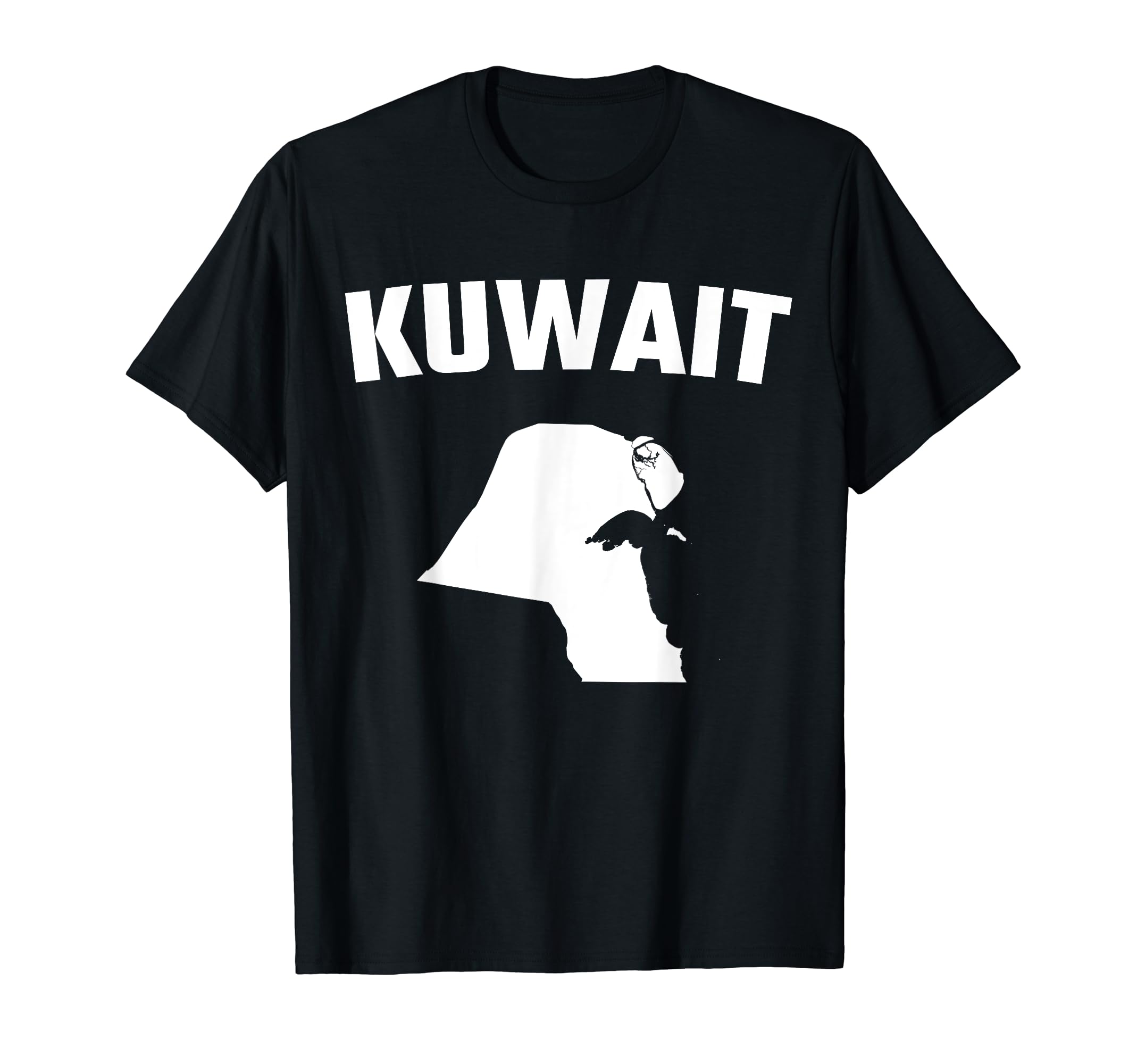Isolated white silhouette of a map of Kuwait T-Shirt